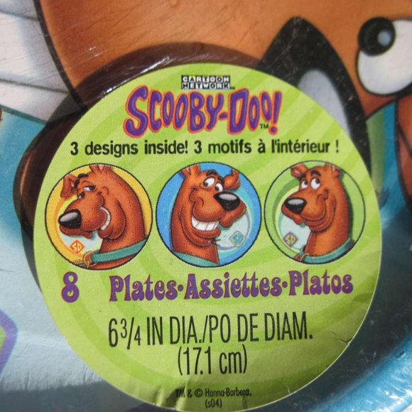 8 Scooby -Doo! 6 3/4" 3 Designs Paper Plates Birthday Party Express Hallmark Dog - Picture 1 of 9